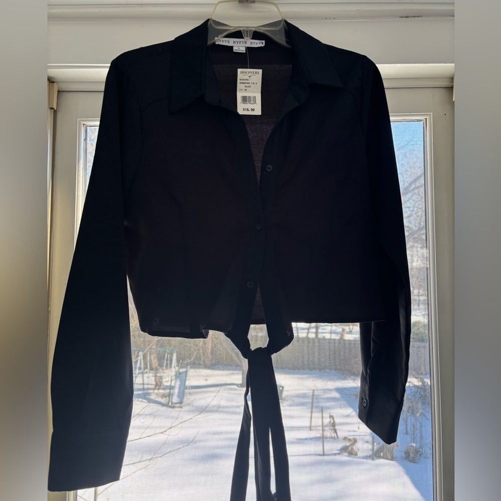 HYFVE Black Tie-Front Button Down Shirt